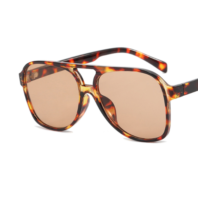 Retro Aviator Zonnebril - Luipaard/Bruin