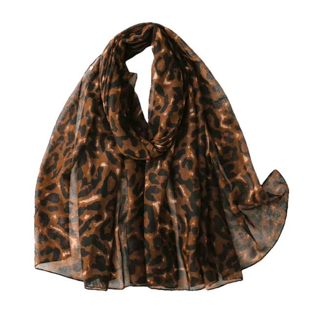 Sjaal - Luipaard Donkerbruin | 180 x 70 cm | Polyester