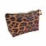 Make-up Tas / Etui - Luipaard Bruin | 16 x 7,5 x 13 cm | PU-leder