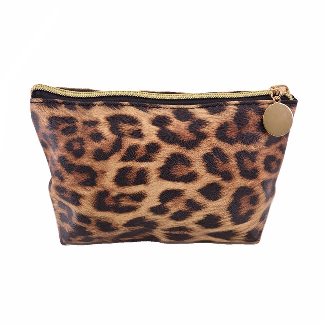 Make-up Tas / Etui - Luipaard Beige | 16 x 7,5 x 13 cm | PU-leder