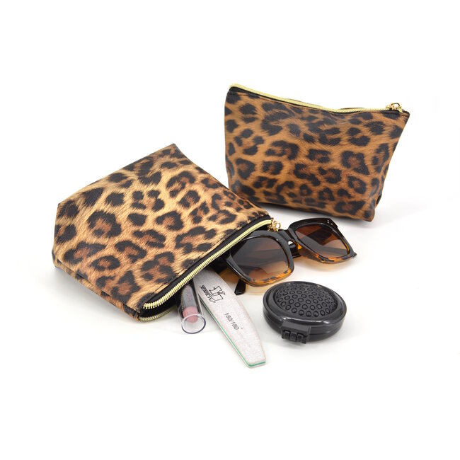 Make-up Tas / Etui - Zebra Bruin | 16 x 7,5 x 13 cm | PU-leder