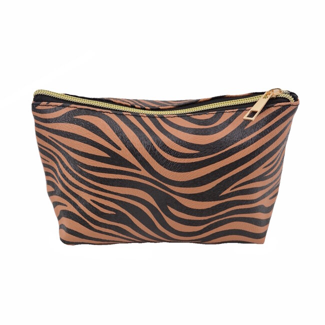 Make-up Tas / Etui - Zebra Bruin | 16 x 7,5 x 13 cm | PU-leder