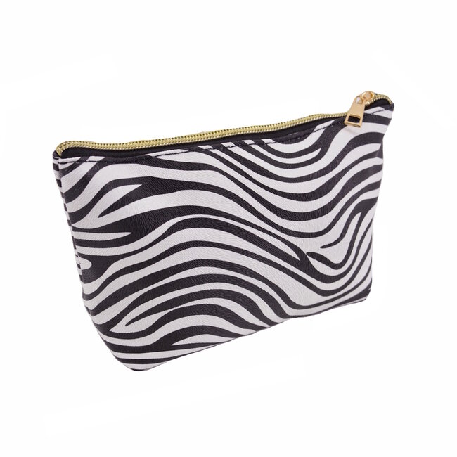 Make-up Tas / Etui - Zebra Wit | 16 x 7,5 x 13 cm | PU-leder