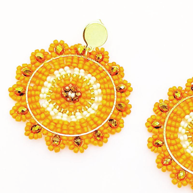 Lana Oorbellen | Oranje / Goud | 6,4 x 4,6 cm