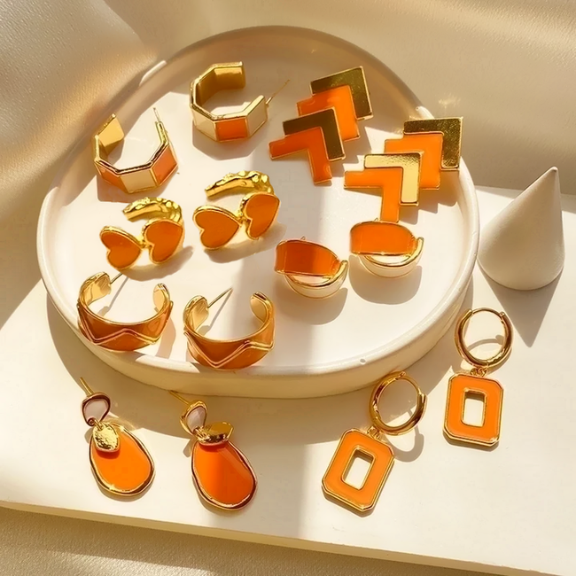 Maxima Oorbellen - Oranje / Goud | 2,5 x 2 cm