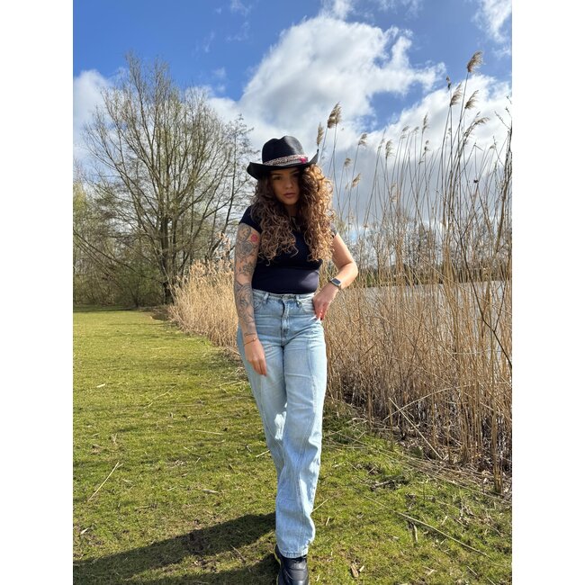 Cowboy Hoed Ibiza - Zwart | Verstelbaar | 55 - 58 cm