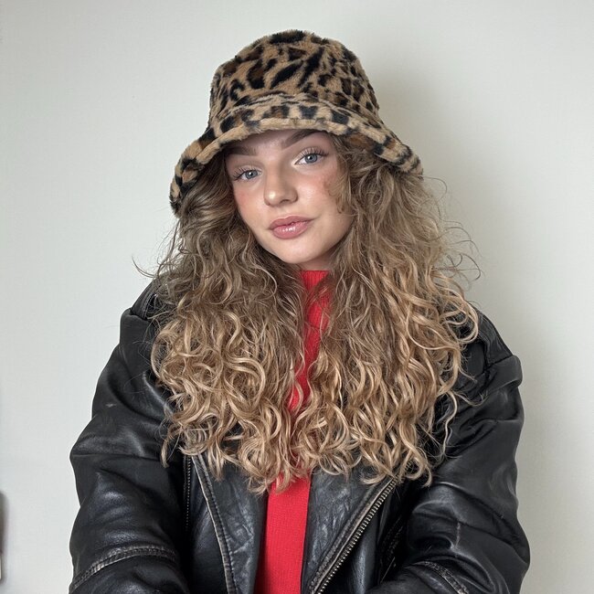 Furry Leopard Bucket Hat - Luipaard Bruin | Polyacryl | 56-58 cm