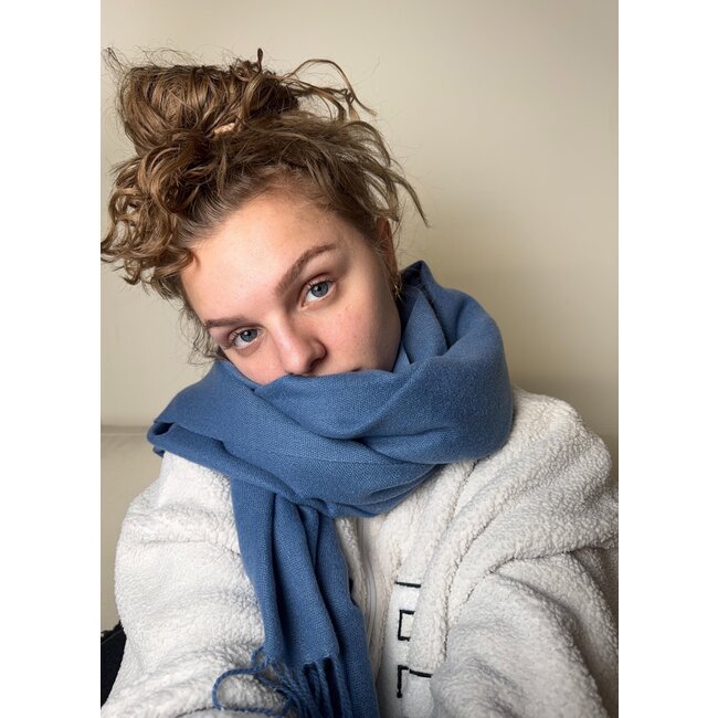 Flore Sjaal - Denim Blauw | 190 x 70 cm | Polyester