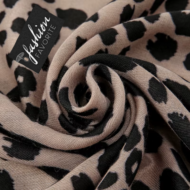Color Leopard Sjaal - Beige/Oudroze | 180 x 85 cm