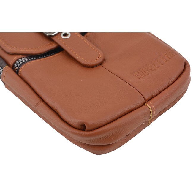 Telefoon Tasje - Bruin | PU Leder | 19,5 x 12 x 5 cm