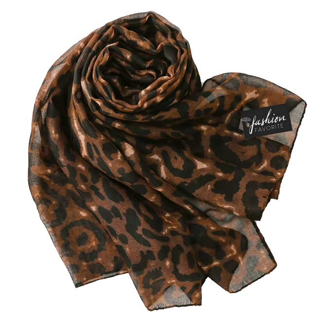 Sjaal - Luipaard Donkerbruin | 180 x 70 cm | Polyester
