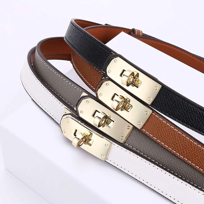 Golden Lock Riem - Wit/Goud | 85 cm | PU-Leder