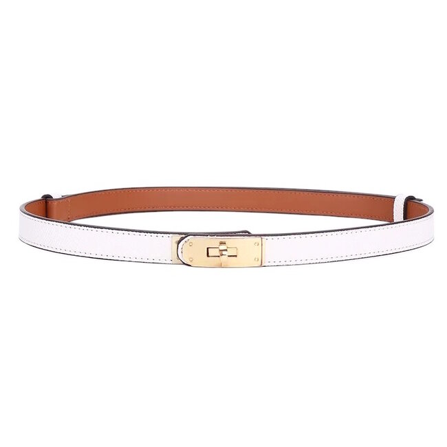 Golden Lock Riem - Wit/Goud | 85 cm | PU-Leder