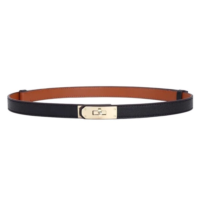 Golden Lock Riem - Zwart/Goud | 85 cm | PU-Leder