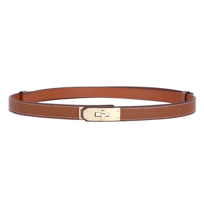 Golden Lock Riem - Bruin/Goud | 85 cm | PU-Leder