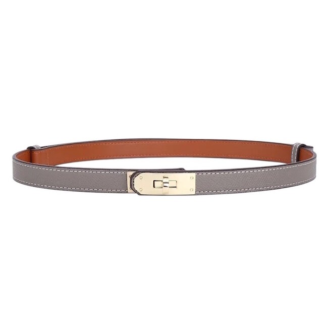 Golden Lock Riem - Grijs/Goud | 85 cm | PU-Leder