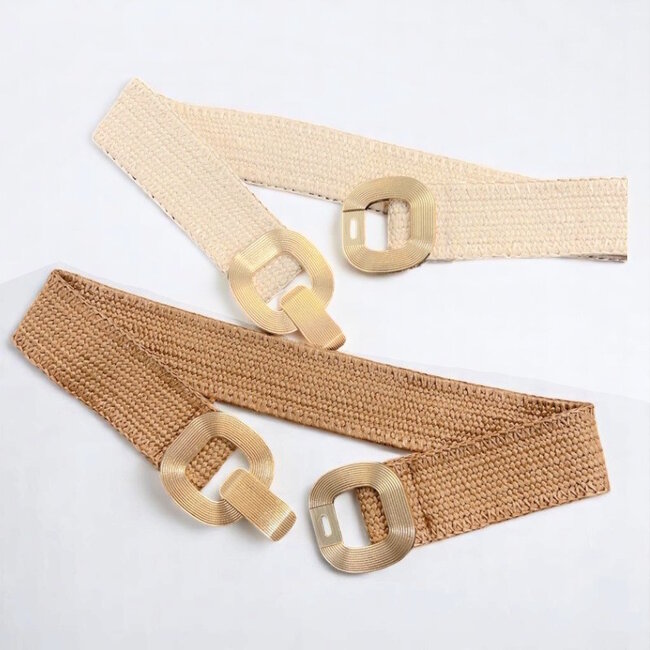 Elastische Riem - Rotan Bruin/Goud | Polyester / Elastaan