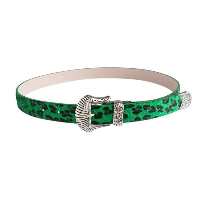 Western Riem - Luipaard Groen | Furry Imitatieleer