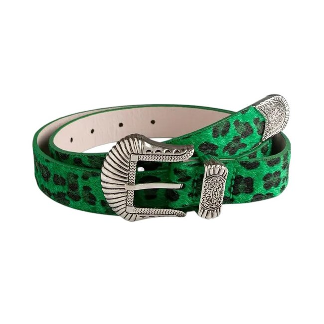 Western Riem - Luipaard Groen | Furry Imitatieleer