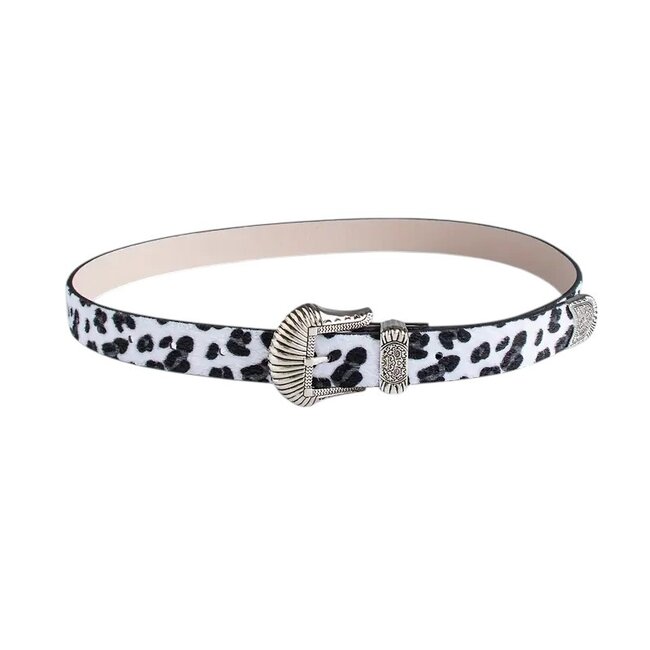 Western Riem - Luipaard Wit | Furry Imitatieleer