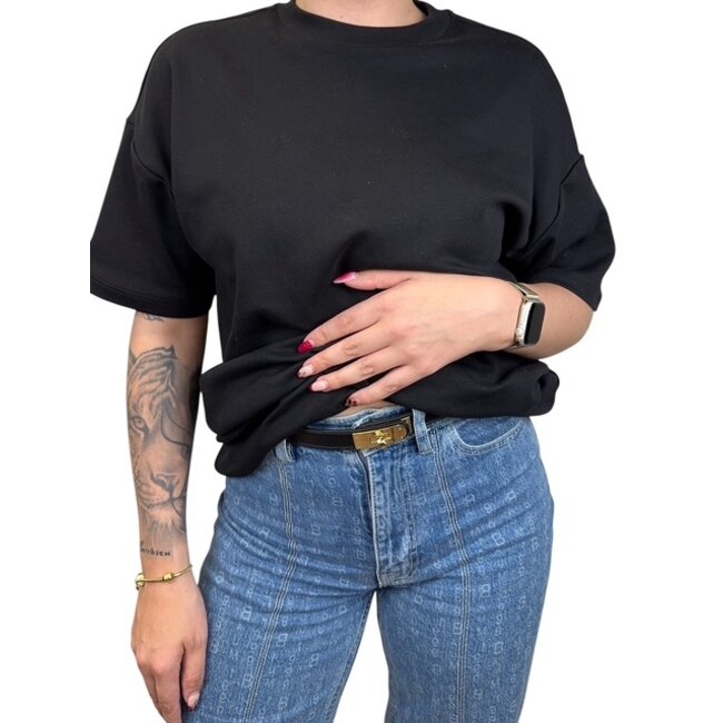 Golden Lock Riem - Zwart/Goud | 85 cm | PU-Leder