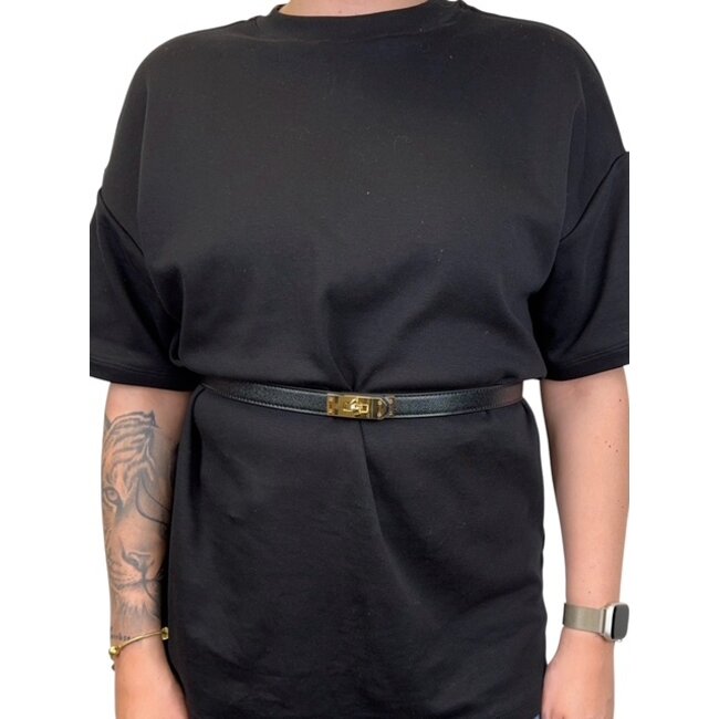 Golden Lock Riem - Zwart/Goud | 85 cm | PU-Leder