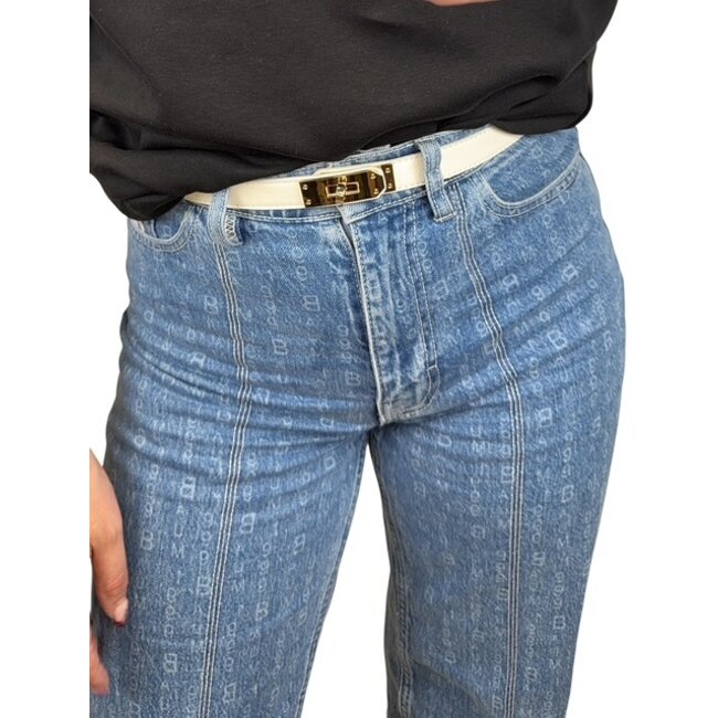 Golden Lock Riem - Wit/Goud | 85 cm | PU-Leder