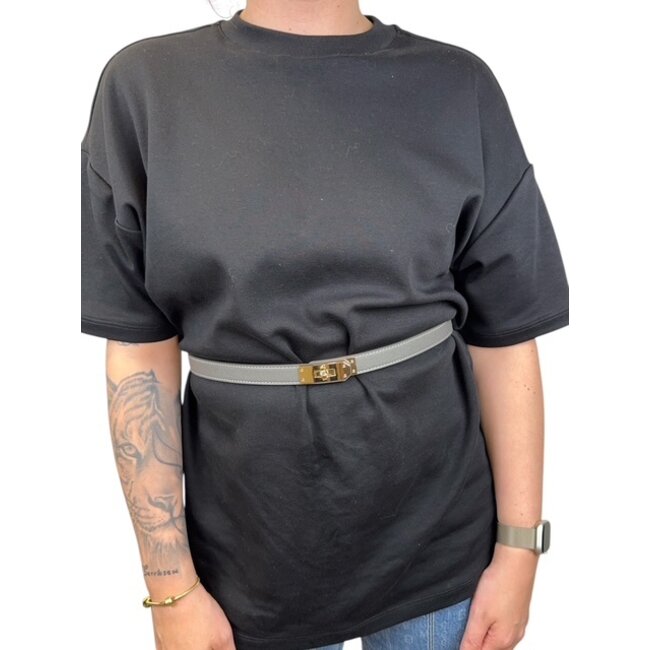 Golden Lock Riem - Grijs/Goud | 85 cm | PU-Leder