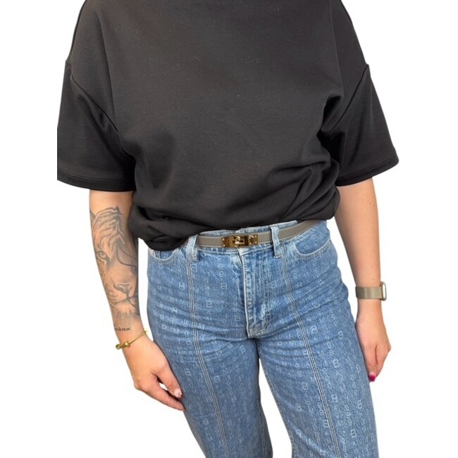 Golden Lock Riem - Grijs/Goud | 85 cm | PU-Leder