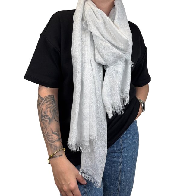 Shiny Glitter Sjaal - Zilver | Viscose | 200 x 80 cm