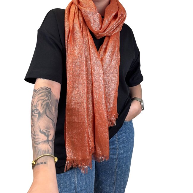 Shiny Glitter Sjaal - Oranje | Viscose | 200 x 80 cm