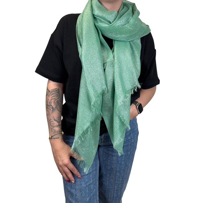 Shiny Glitter Sjaal - Groen | Viscose | 200 x 80 cm
