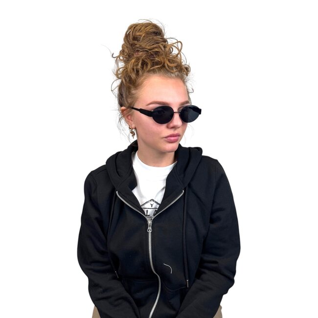 Retro Oval Zonnebril - Zwart/Zwart | Fashion Favorite