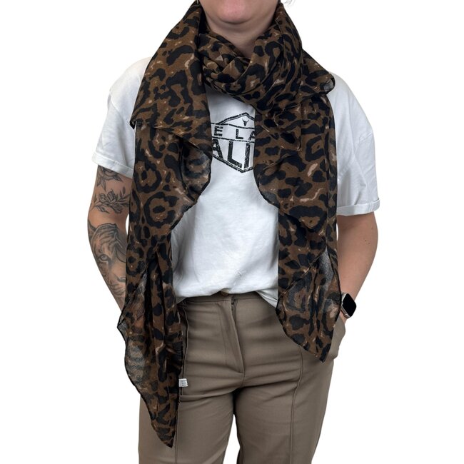 Sjaal - Luipaard Donkerbruin | 180 x 70 cm | Polyester