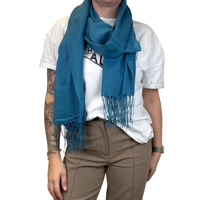 Pashmina Sjaal - Petrol | Polyester | 180 x 70 cm