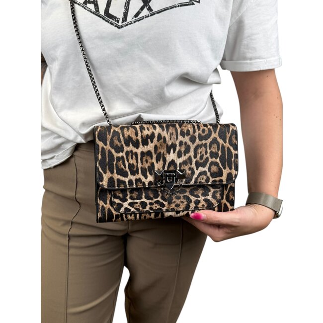 Leopard Schoudertas - Bruin | 21 x 15 x 7 cm | Kunstleder