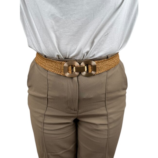Elastische Riem - Rotan Bruin/Goud | Polyester / Elastaan