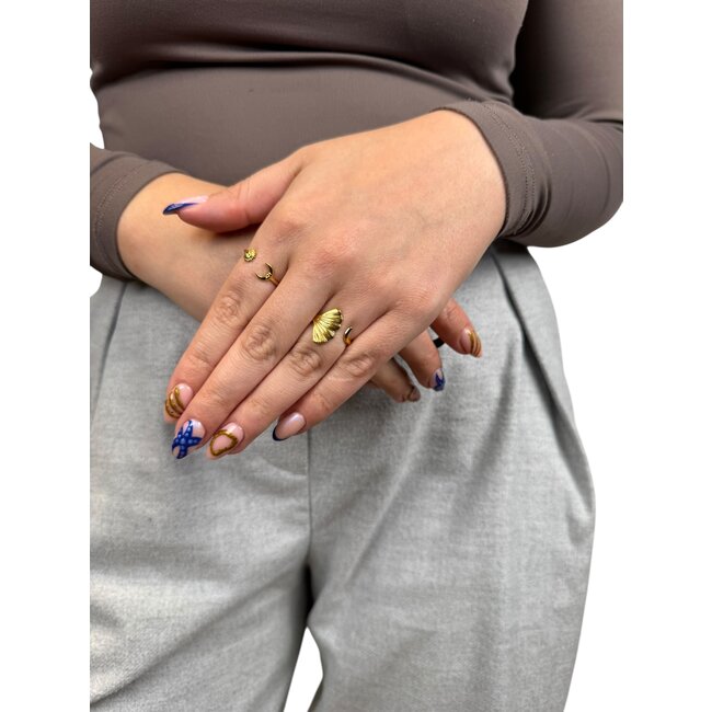 Ring - Ginkgo Goudkleurig | Verstelbaar | Stainless Steel