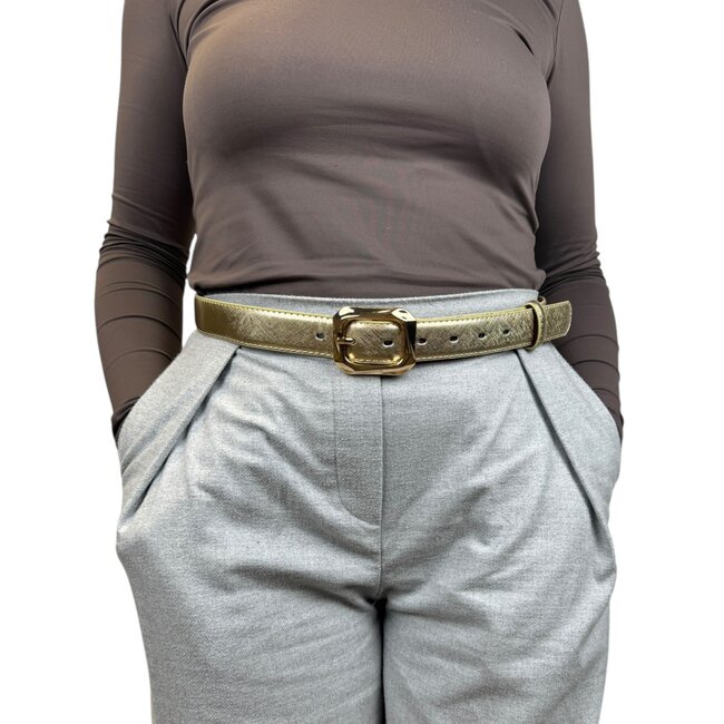 Big Gold Buckle Riem - Goud | Riemmaat 95 cm | Kunstleer / Staal