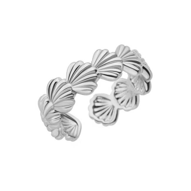Ring - Schelp Zilverkleurig | Verstelbaar | Stainless Steel