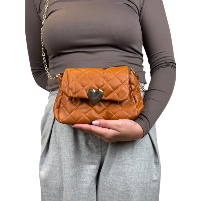 Schoudertas Heart | Bruin | 22 cm x 17 cm |  Fashion Favorite