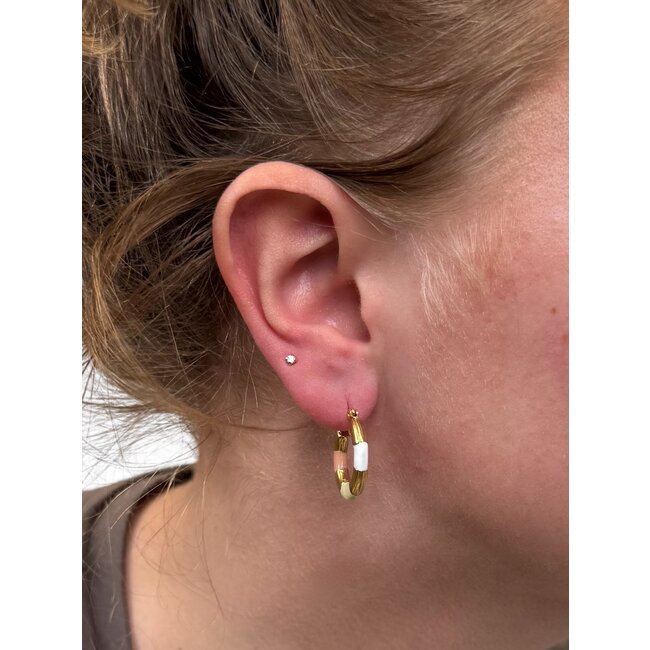 Lexie Oorringen - Wit/Beige/Roze | Stainless Steel