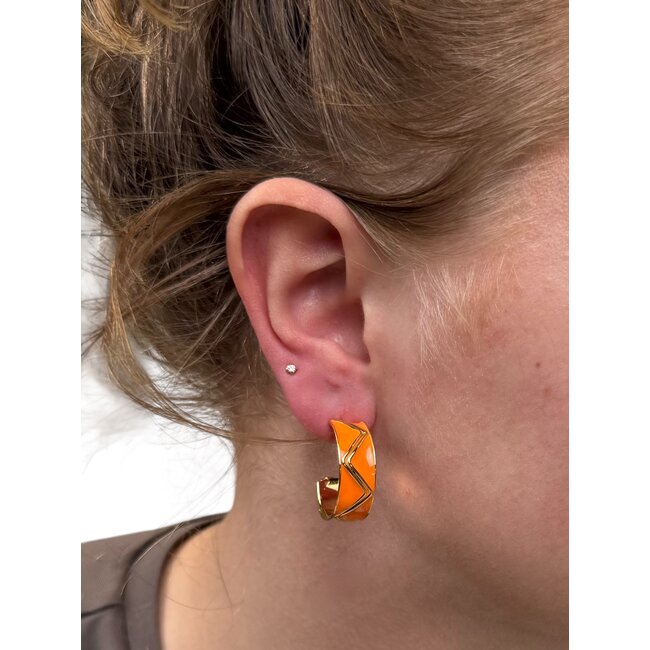 Maxima Oorbellen - Oranje / Goud | 2,5 x 2 cm