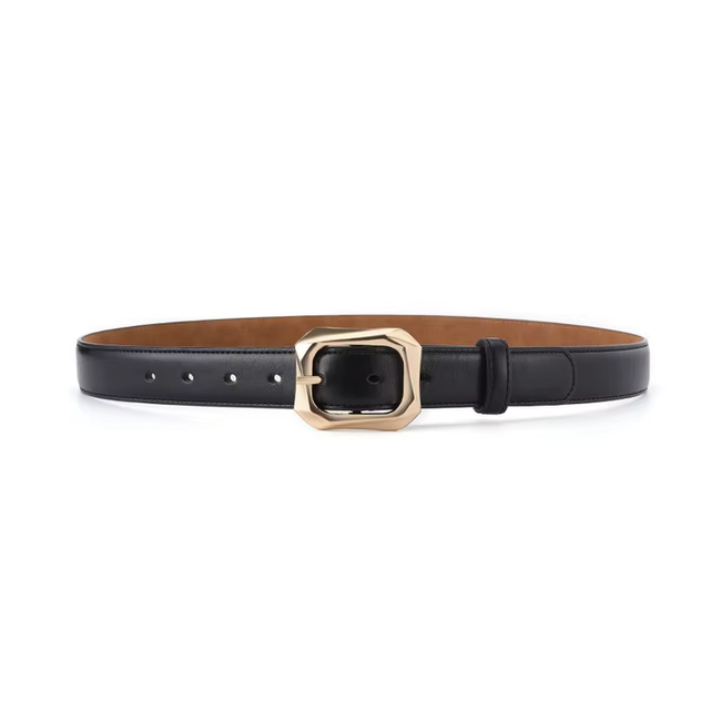 Big Gold Buckle Riem - Zwart | Riemmaat 95 cm | Kunstleer / Staal