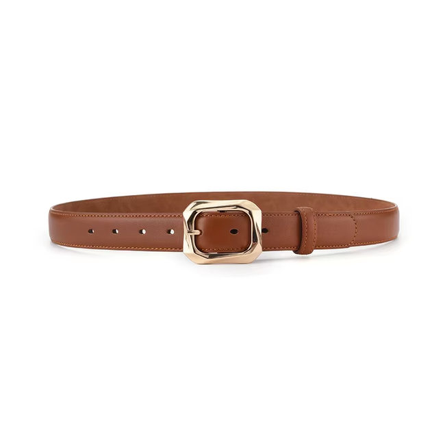 Big Gold Buckle Riem - Bruin | Riemmaat 95 cm | Kunstleer / Staal
