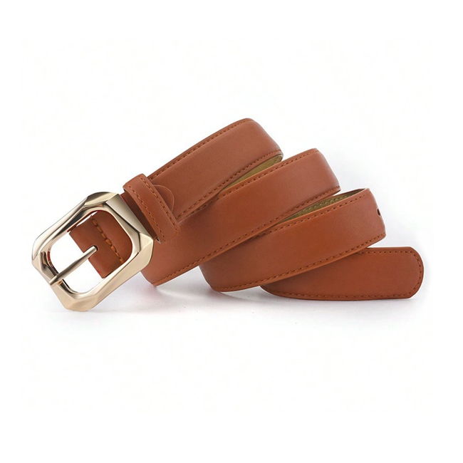 Big Gold Buckle Riem - Bruin | Riemmaat 95 cm | Kunstleer / Staal