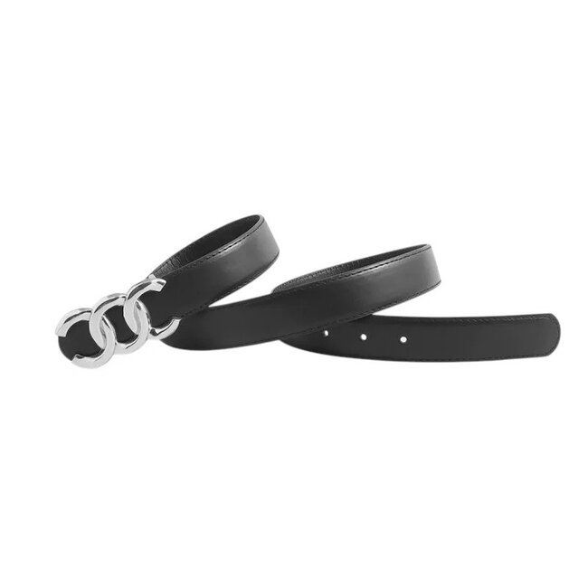 Triple Chain Riem - Zwart/Zilver | Riemmaat 95 cm | Kunstleer / Staal