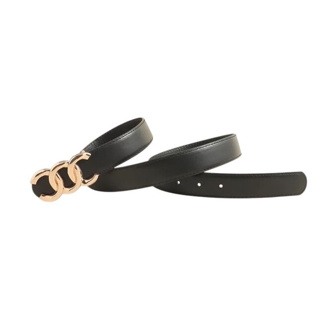 Triple Chain Riem - Zwart/Goud | Riemmaat 95 cm | Kunstleer / Staal