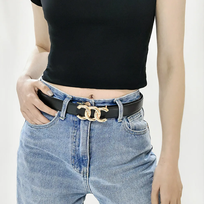 Triple Chain Riem - Zwart/Goud | Riemmaat 95 cm | Kunstleer / Staal