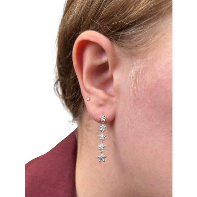 Oorhangers Sterren - Zilverkleurig | 3,2 x 0,7 cm | 925 Zilver